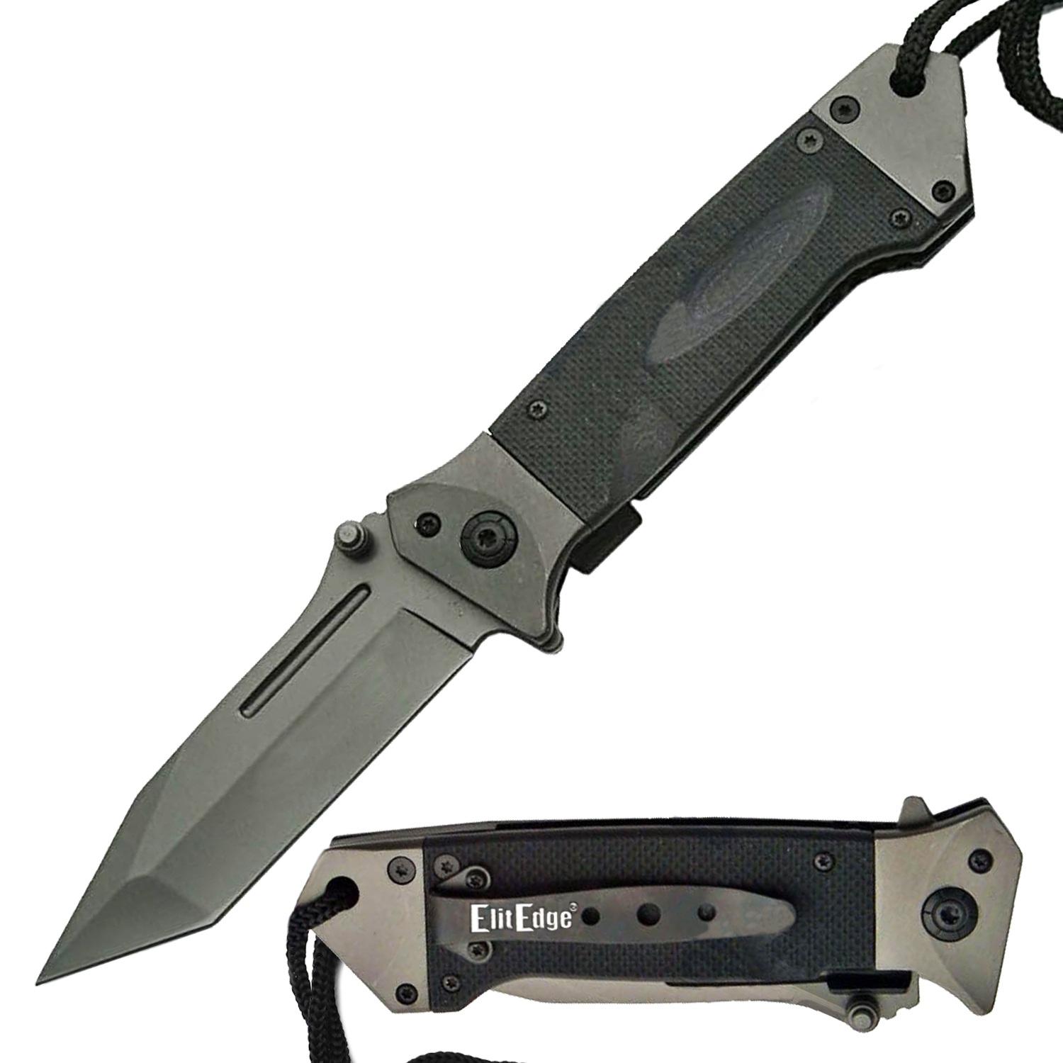 8.5" Verdant Black G-10 Handle Heavy Duty Tactical Tanto Spring Assisted Knife image