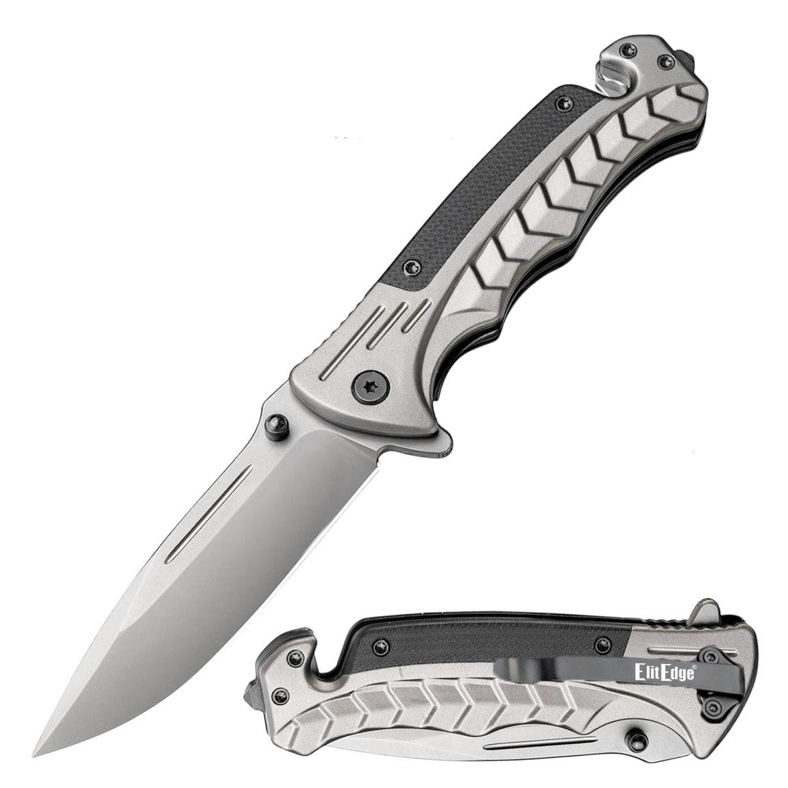 Grey Assist-Open Rescue Folding Knife with Glass Breaker, Belt Cutter, Belt Clip image
