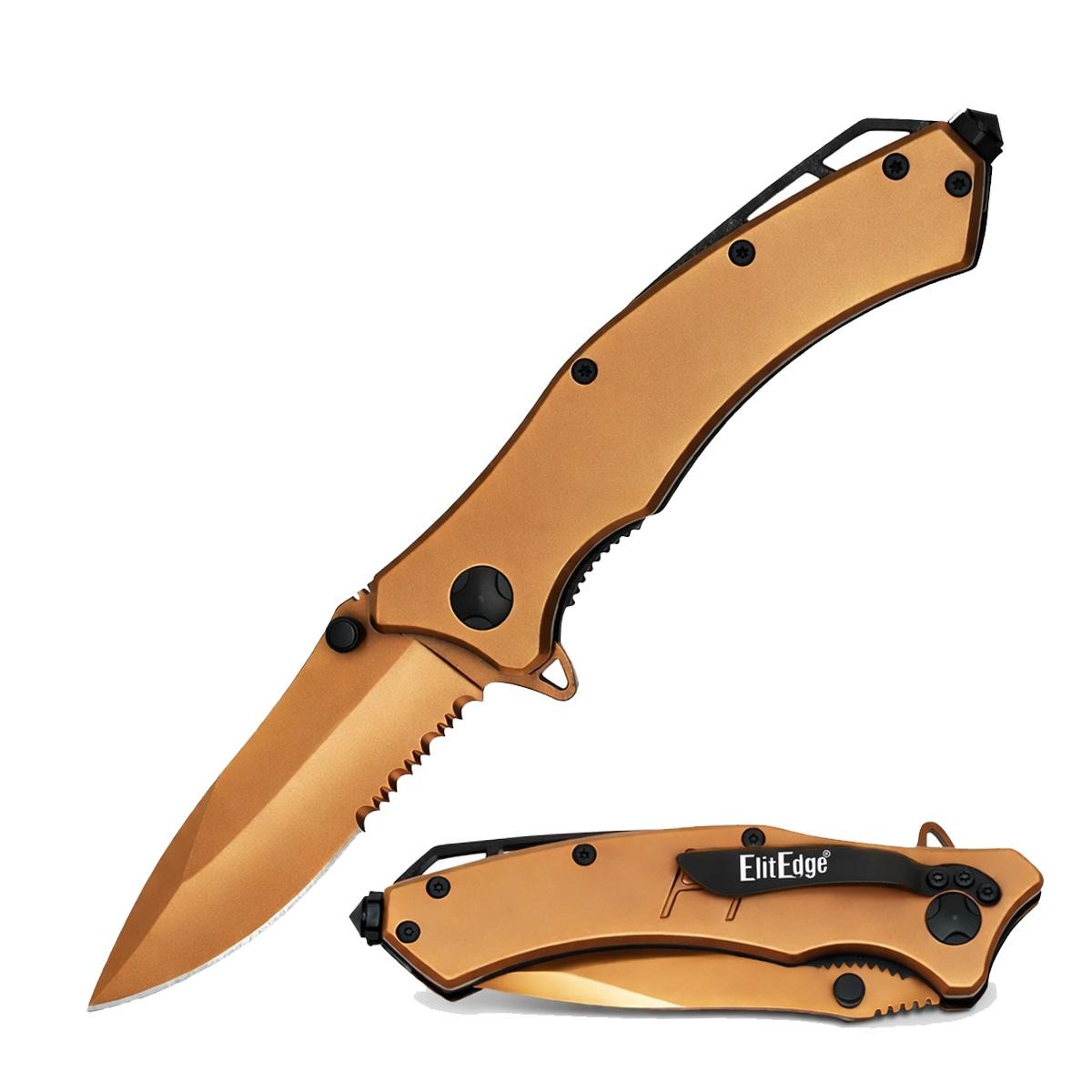 8.25" Rose Gold Heavy Duty Tactical Spring Assisted Open Pocket Knife image