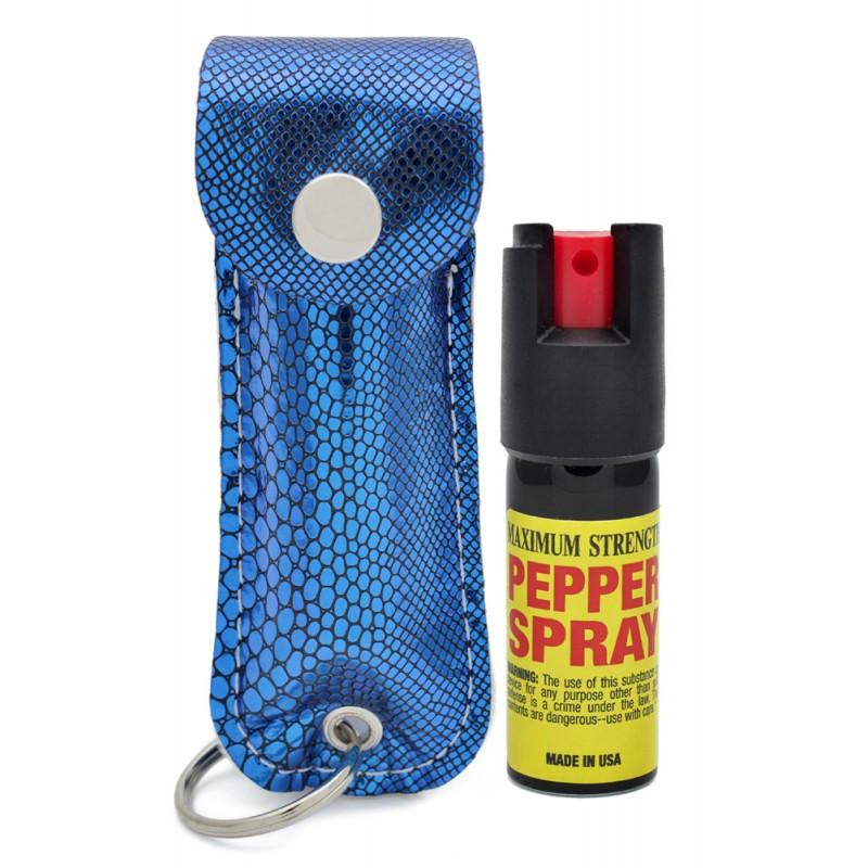 Snake Skin Pattern Personal Defense Pepper Spray OC-18 1/2 oz - Blue image