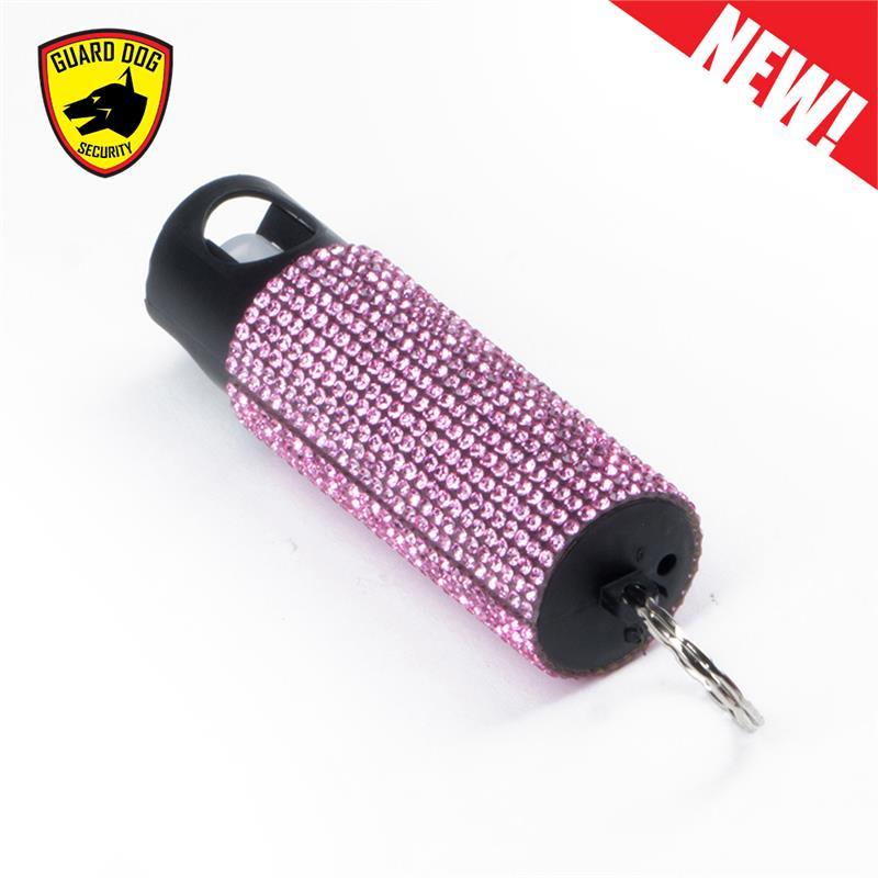 Bling It On Key Ring Self Defense Pepper Spray Pink Jeweled Cary Case image