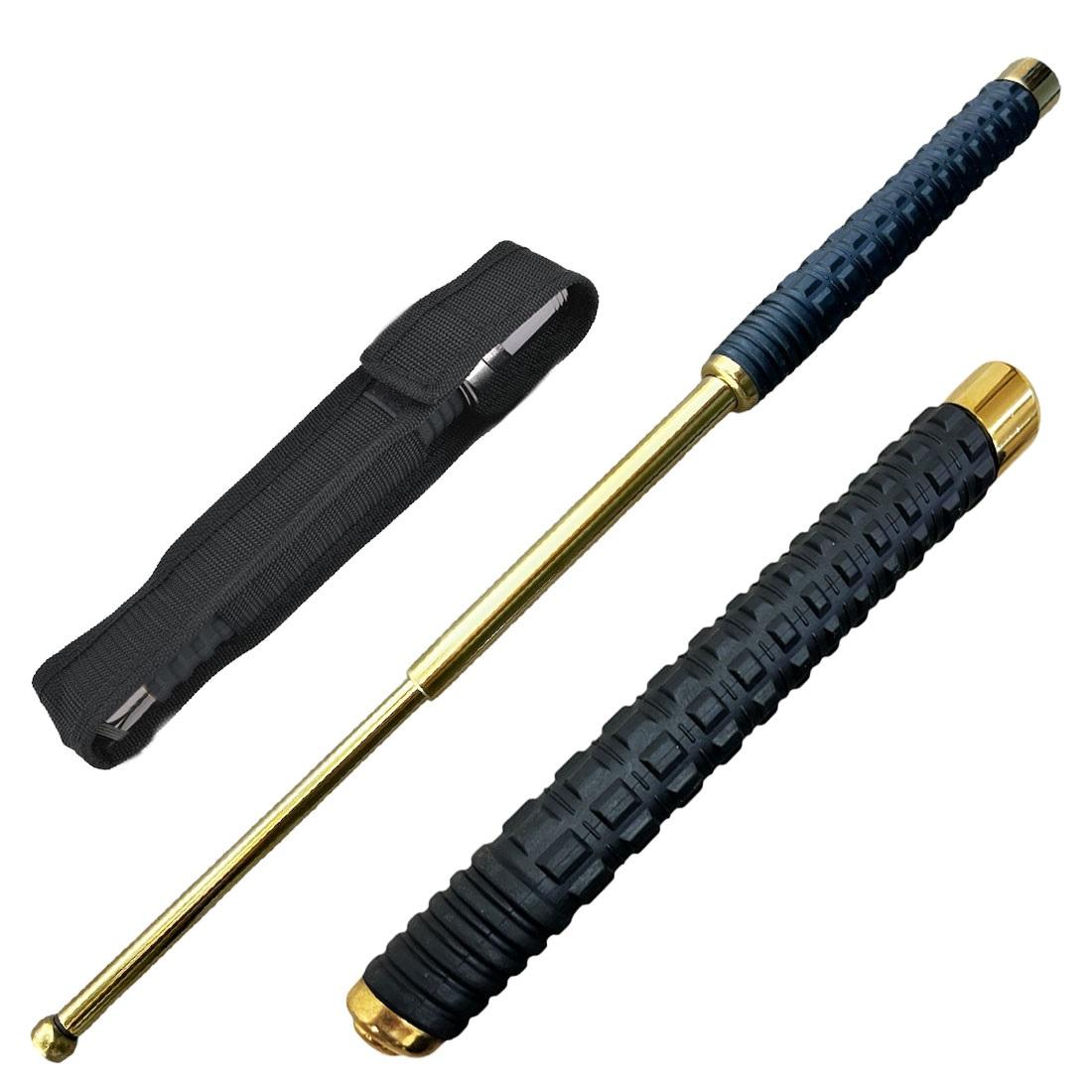 26 Inch Self Defense EXTENDABLE Golden Walking Stick Baton Rubber Grip Handle image