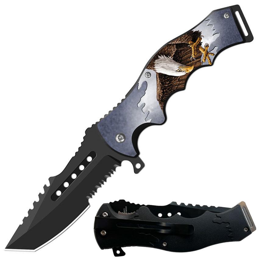 8.5" Tactical Eagle Spring Assisted Folding Open Pocket Knife Cleaver Blade image