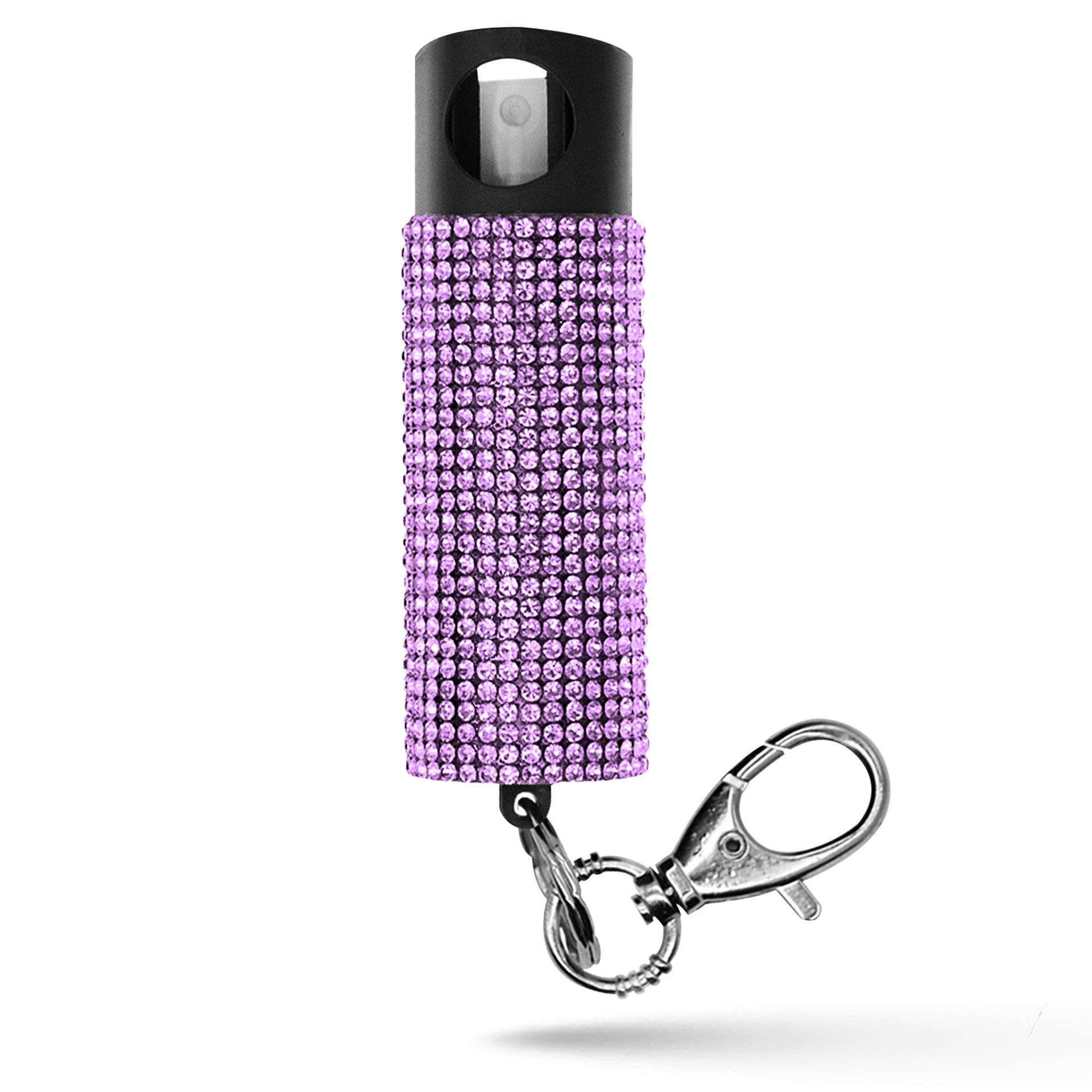 Bling It On Key Ring Self Defense Pepper Spray Lavender Jeweled Cary Case image
