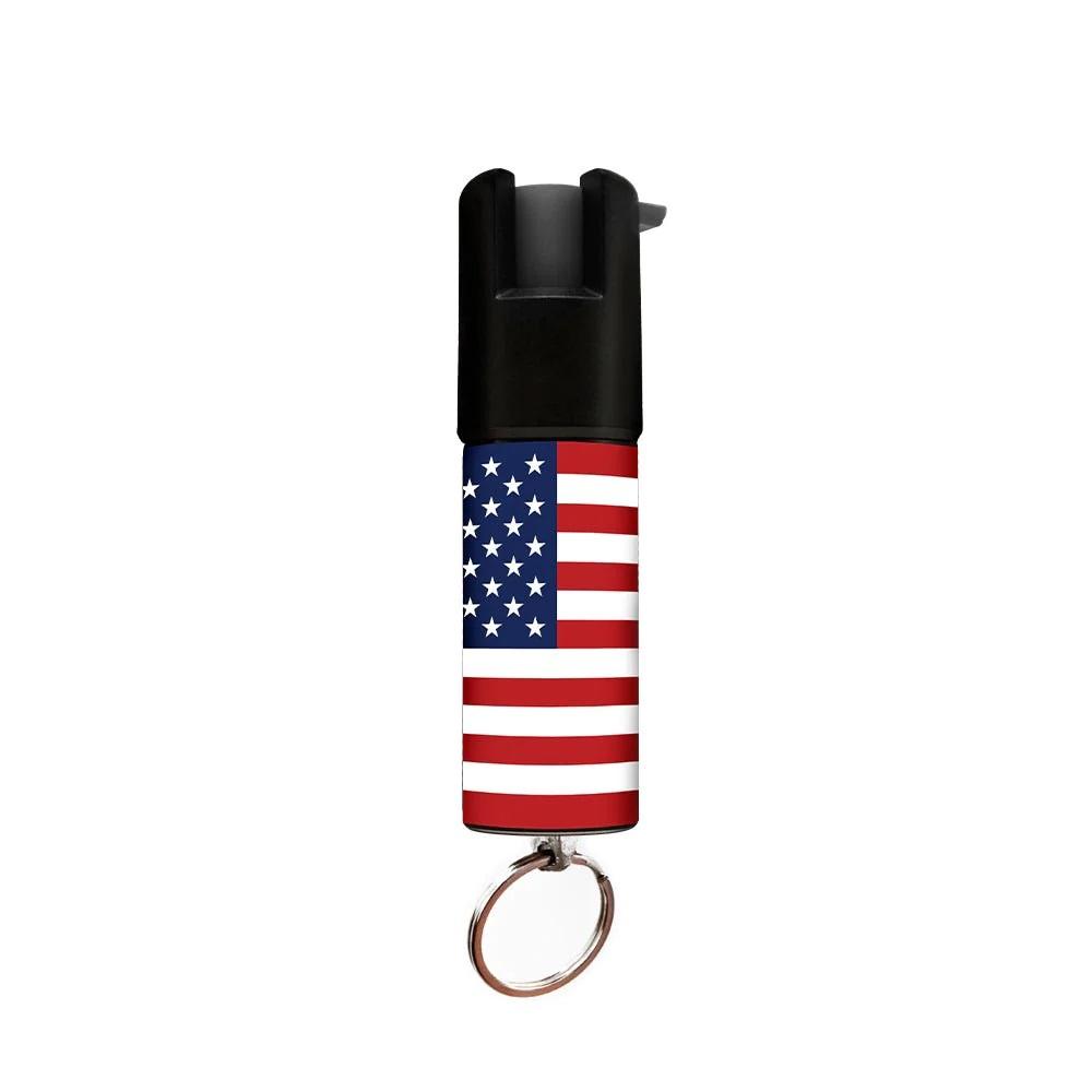 USA Flag Keychain Mini Pepper Spray for Self Defense - Safety Twist Top to Prevent Accident image