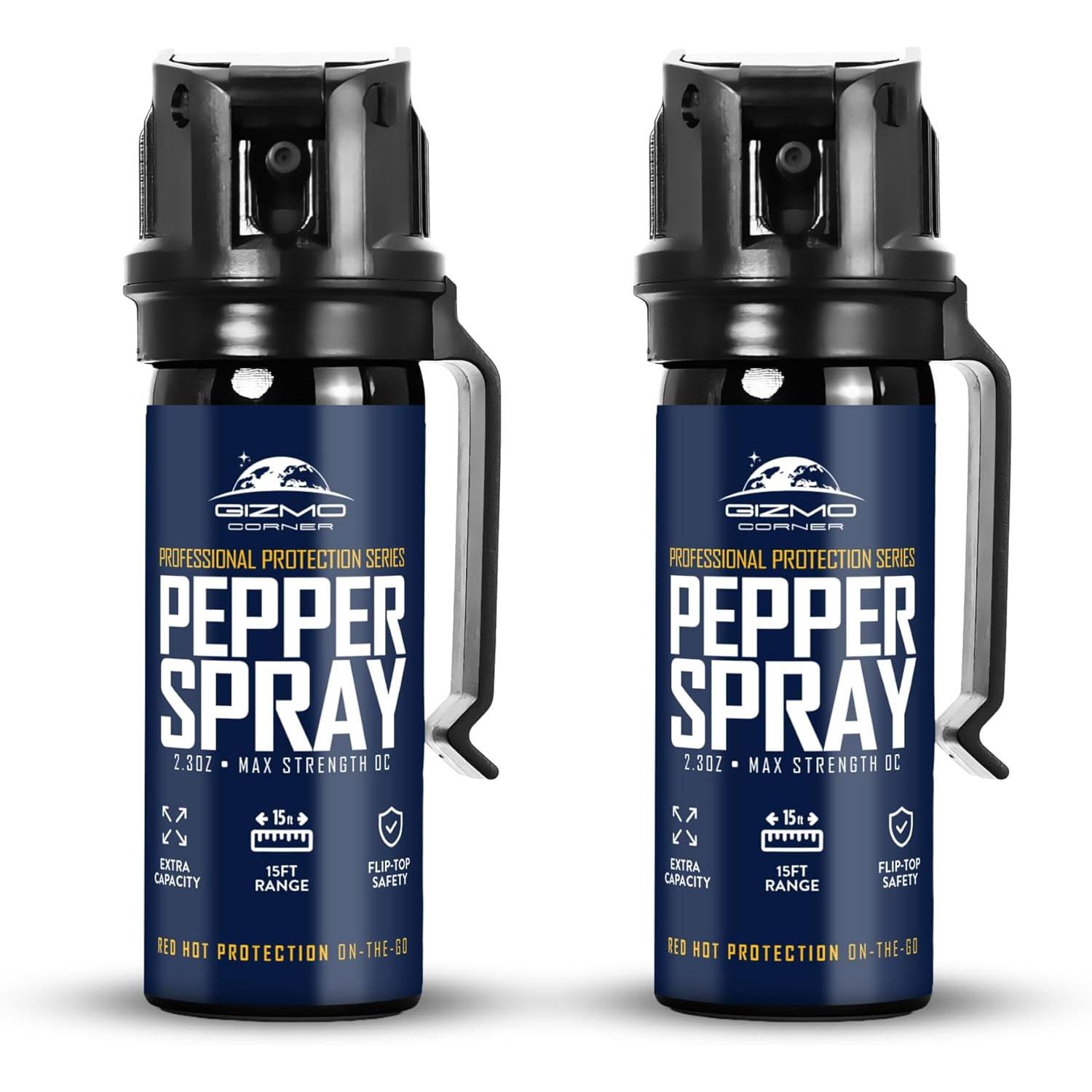 2 Pack Pepper Spray for Self Defense, Large 2.3 oz Flip Top Safety with Belt Clip image