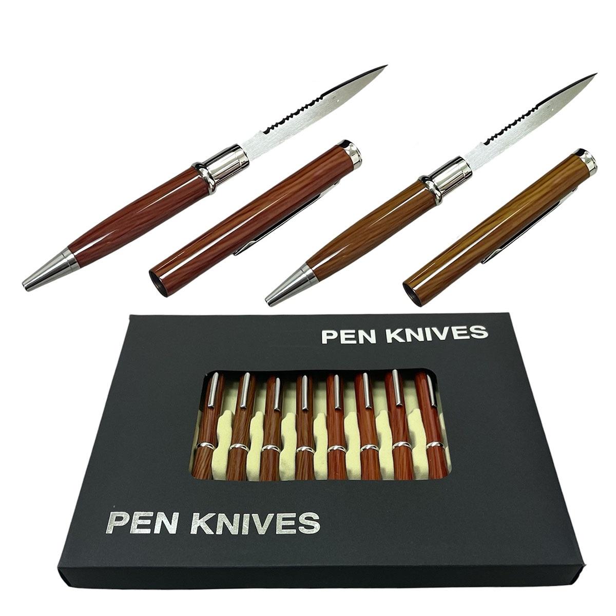 One Dozen Elegant Executive Letter Opener Wood Finish Design Pen Knife Set image
