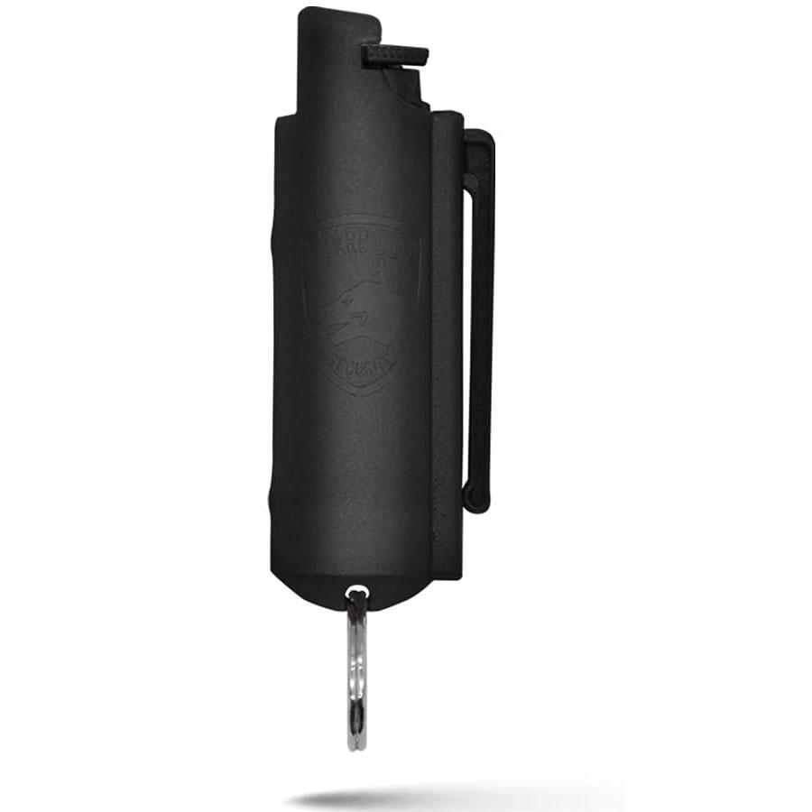 Black Hard Case Personal Defense Pepper Spray Keychain With Belt Clip image