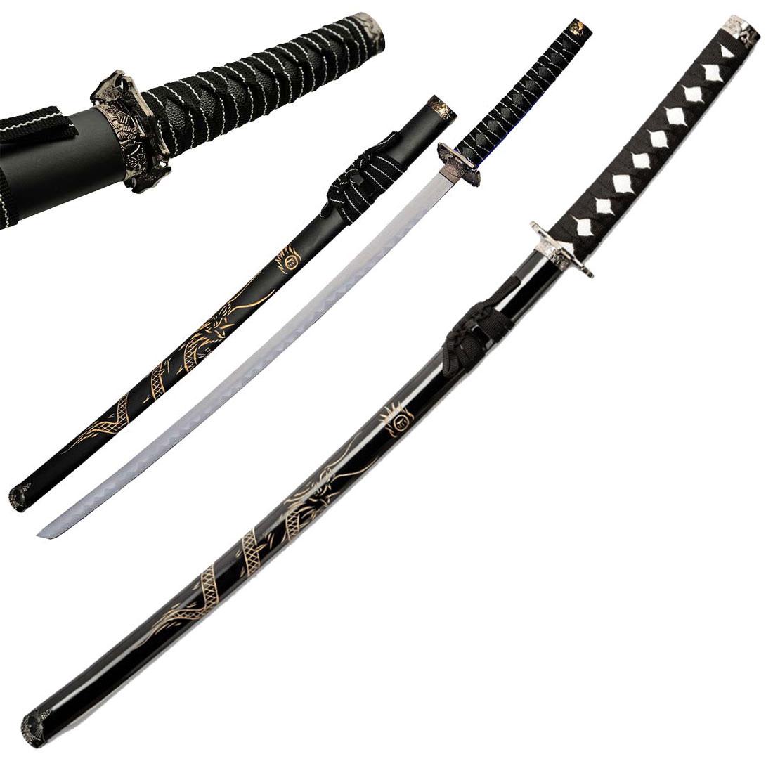41 Inch Black Bushido Dragon Samurai Katana Sword image