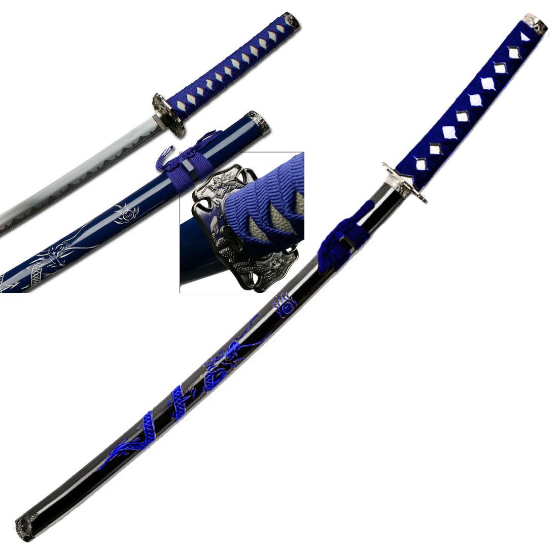 41 Inch Blue Bushido Dragon Samurai Katana Sword image