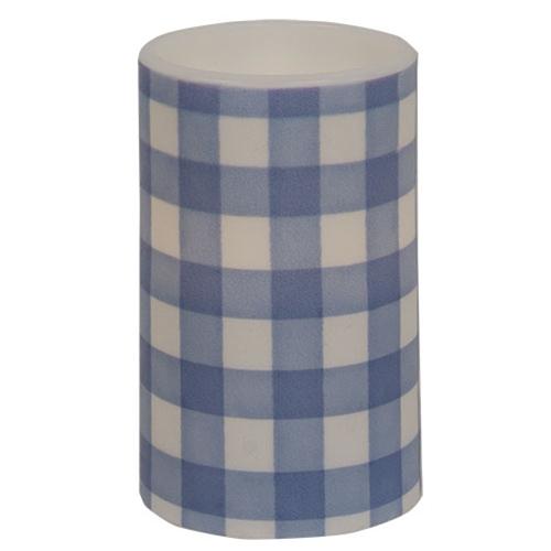 *Blue & White Gingham Check Timer Pillar, 3"x5"