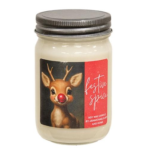 Festive Spice Reindeer Mason Jar Candle - 12 oz. image