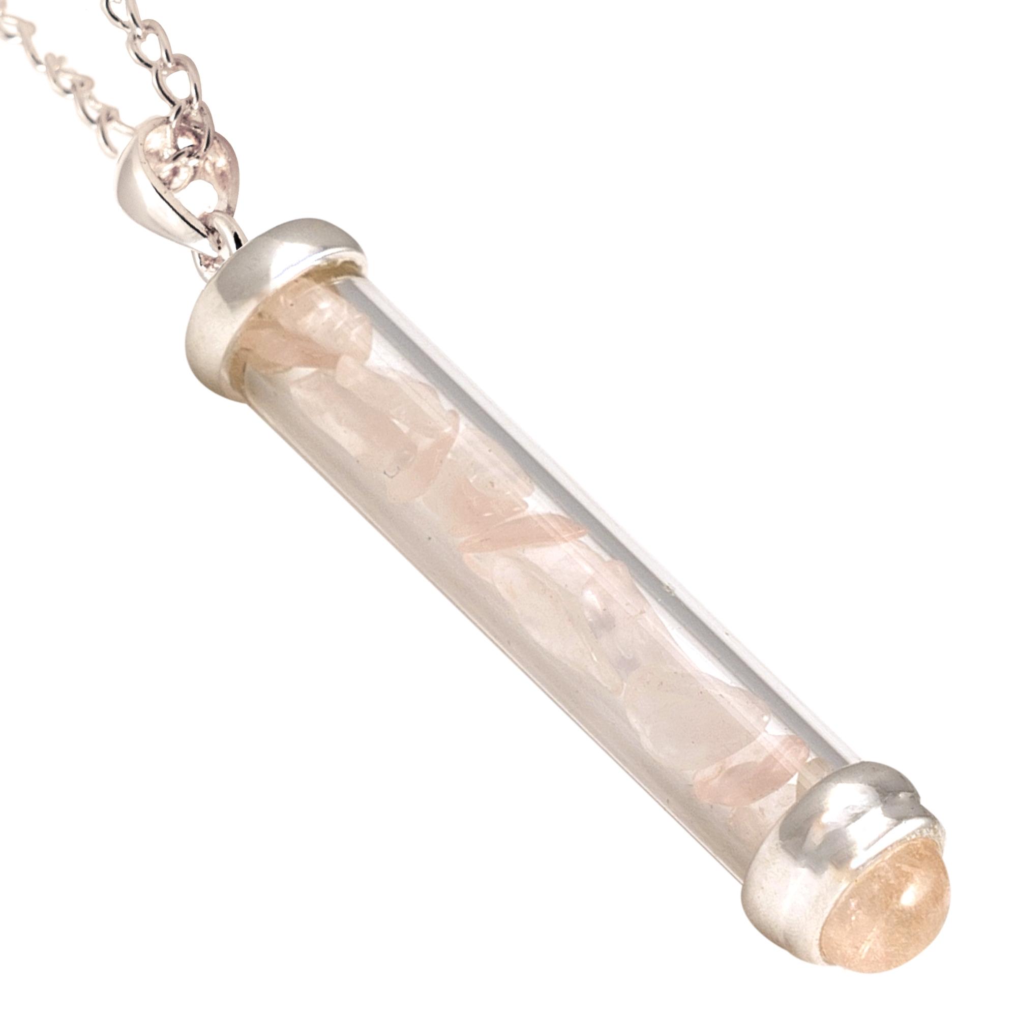 Rose Quartz Gem Power Vial Pendant for Love image
