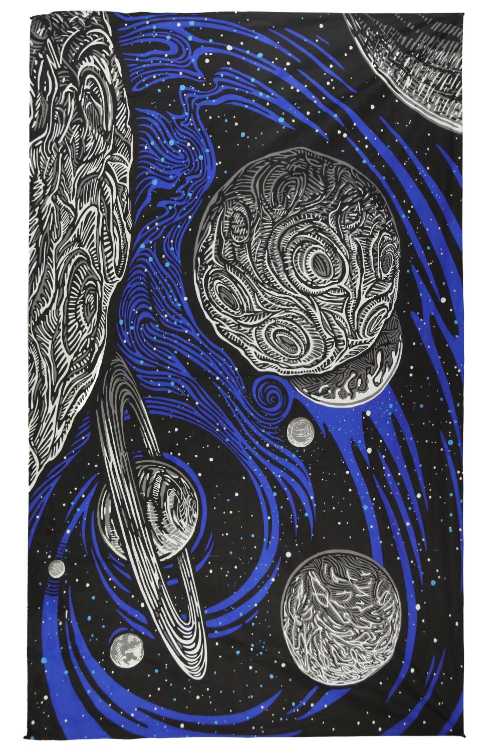 3D Glow In The Dark Galactic Space MIni Tapestry 30x45 - Art by Chris Pinkerton