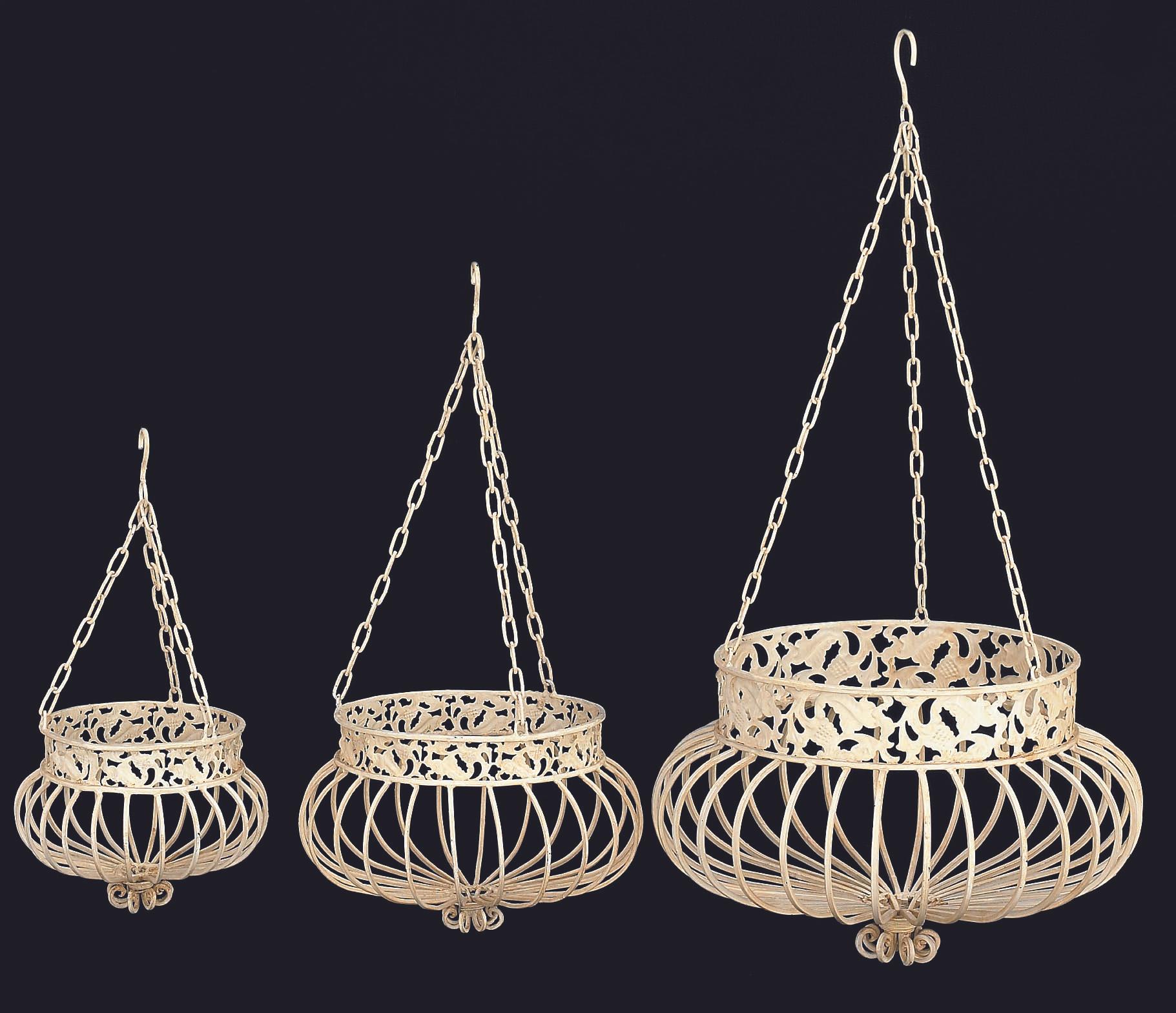 S/3 Hanging Planters - Ant. White image