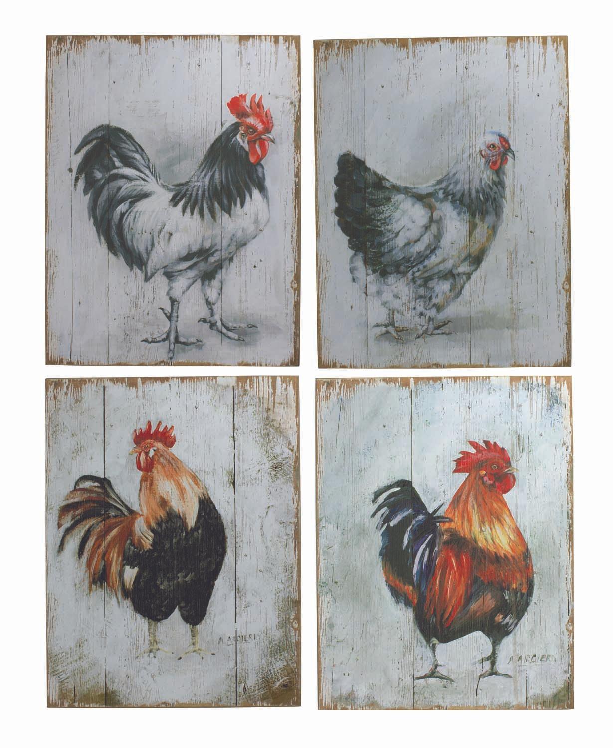 Rooster/Hen Plaques - Wood (Pkg. 4) image