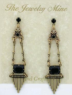 Victorian Style Chandelier Earrings - Jet image