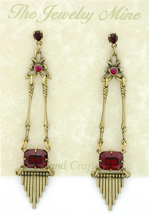 Victorian Style Chandelier Earrings - Ruby image