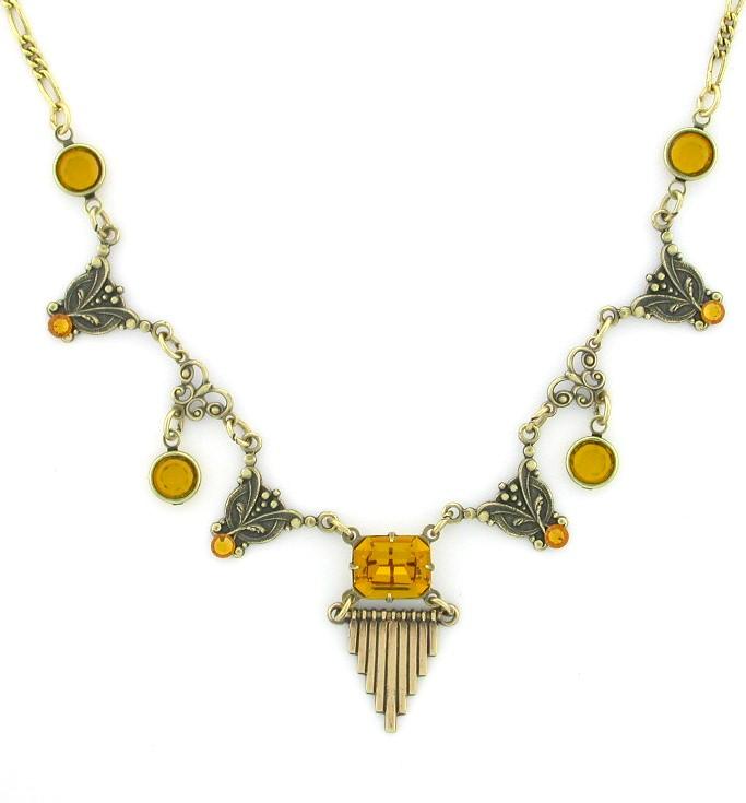 Victorian Style Austrian Crystal Fashion Y-Necklace - Topaz image