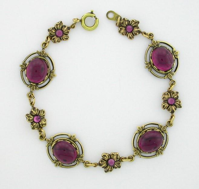 Victorian Style Crystal Cabochon Bracelet - Amethyst image