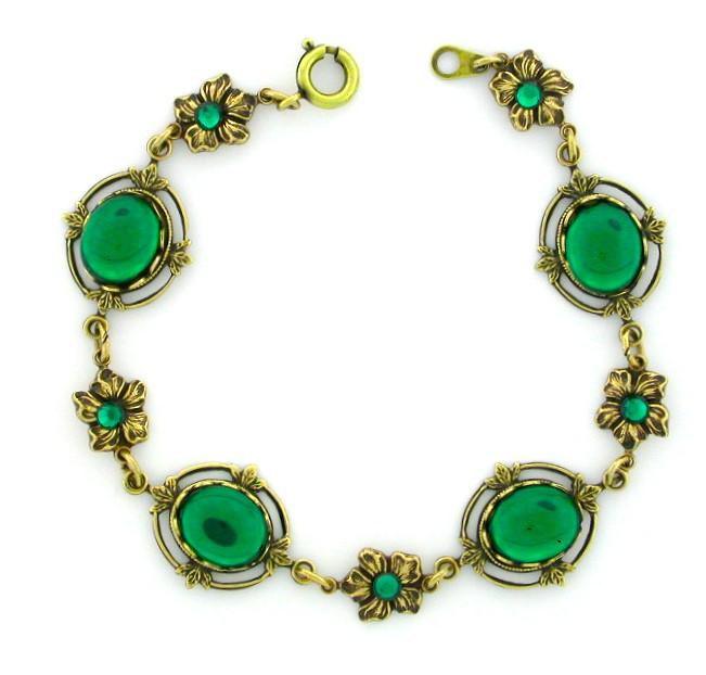 Victorian Style Crystal Cabochon Bracelet - Emerald image
