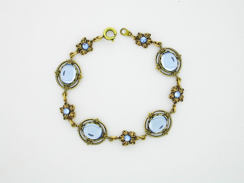 Victorian Style Crystal Cabochon Bracelet - Lt. Sapphire image