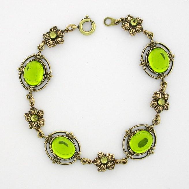 Victorian Style Crystal Cabochon Bracelet - Olivine image