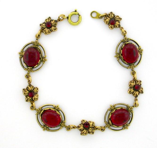 Victorian Style Crystal Cabochon Bracelet - Ruby image