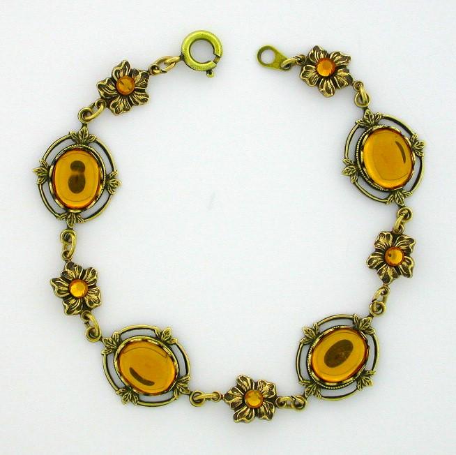 Victorian Style Crystal Cabochon Bracelet - Topaz image