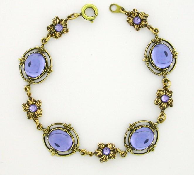 Victorian Style Crystal Cabochon Bracelet - Tanzanite image
