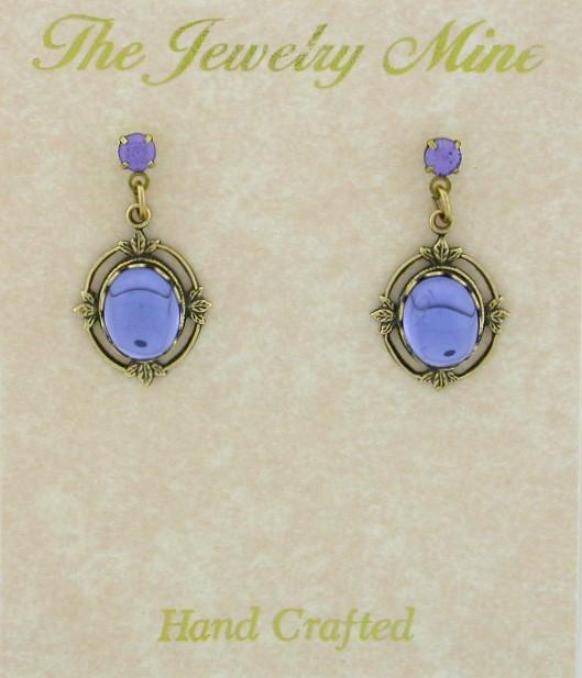 Crystal Cabochon Drop Earring - Tanzanite image