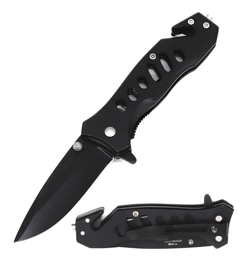 7.25" EDC Spring Assist Folding Pocket Knife with Glass Breaker Seatbelt Cutter