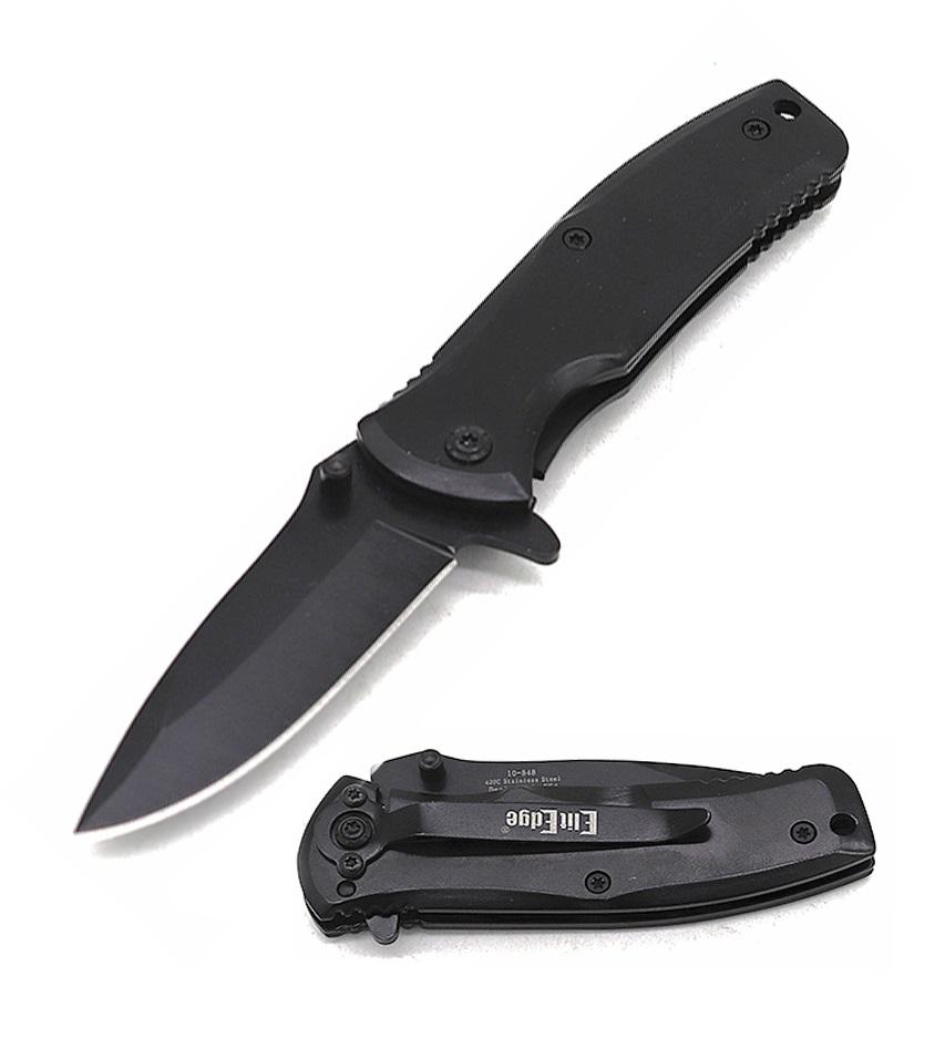 3.5" Closed Black Finished Stainless Steel Spring Assisted Folding Knife image