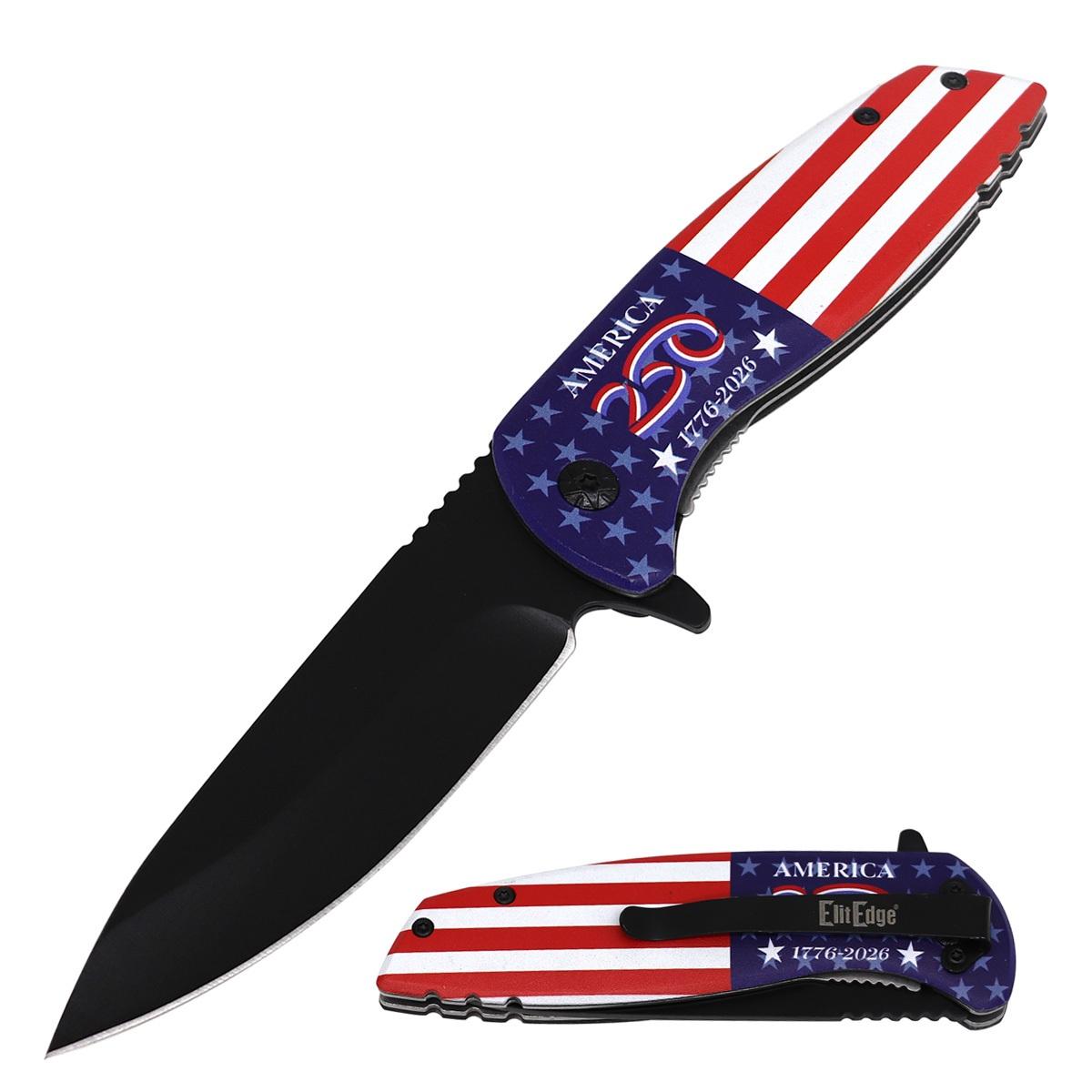 USA 250th Anniversary Spring Assist Folding Pocket Knife - American Flag image