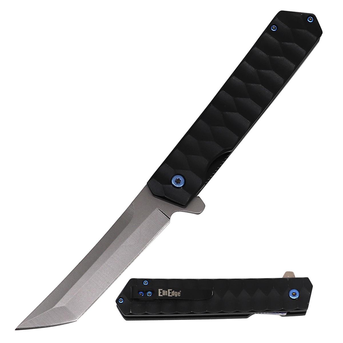 440C Titanium Grey Finish Steel Tanto Blade Spring Assist Pocket EDC Knife image