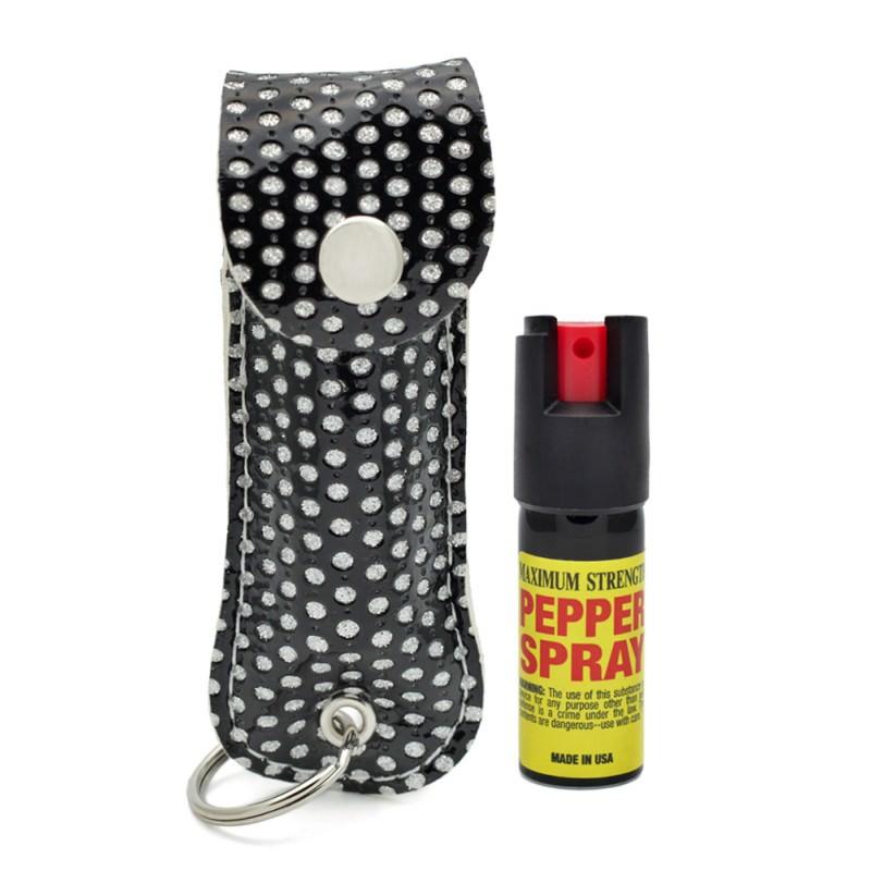 Bling Keychain Personal Defense Pepper Spray OC-18 1/2 oz With Case Black image
