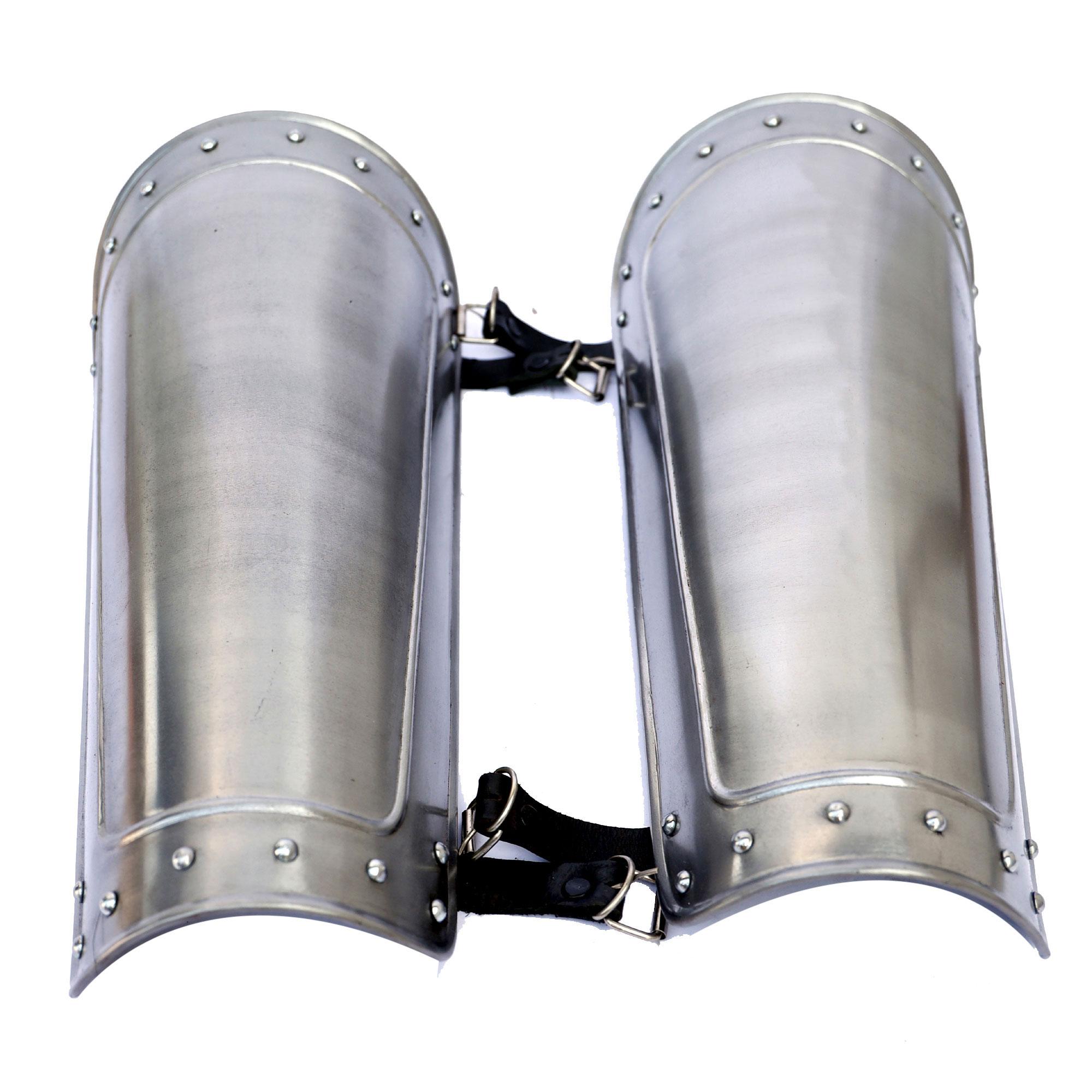 Medieval Leg Armor 18g Steel Greaves image
