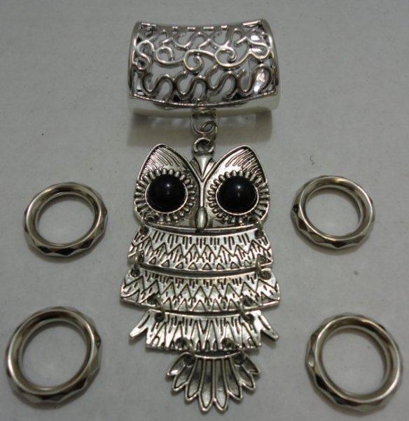 Scarf Charm: Owl with Black Stone Eyes image