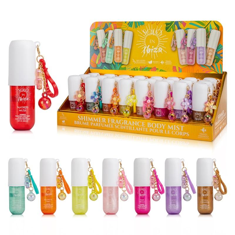1.02oz Solo En Ibiza Shimmer Body Mist with Charm Keychain [24pcs Display]