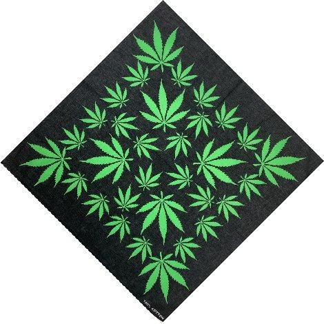 Bandana-Black with Green Leaves