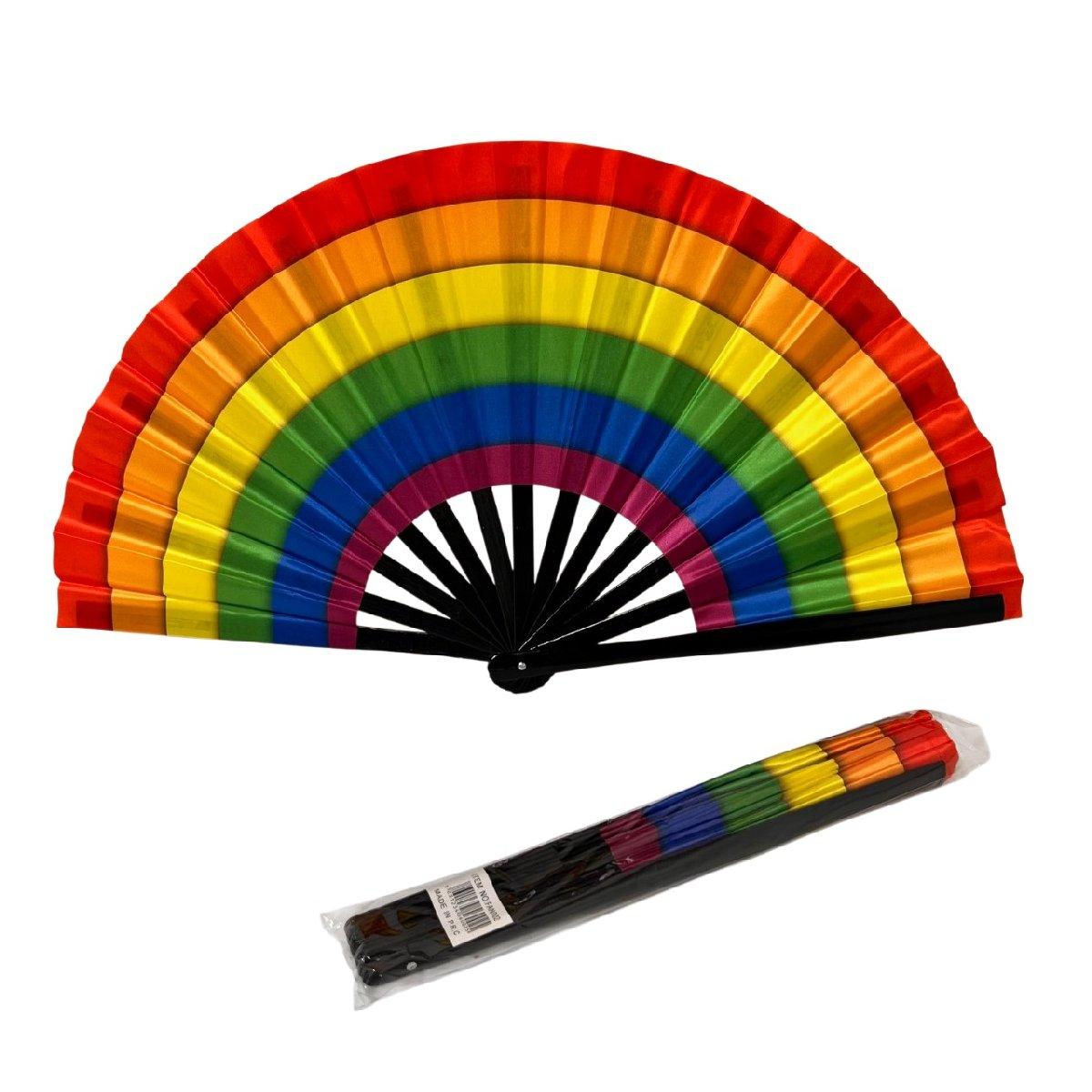 13.5" Loud Clap Hand Folding Rave Fan [Rainbow] image