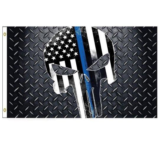 3'x5' Blue Lives Matter Flag [Skull] image