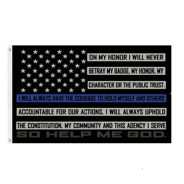 3'x5' Blue Line Oath of Honor Flag image