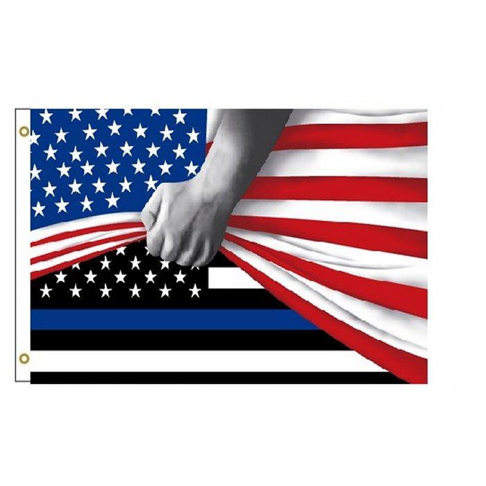 3'x5' American Flag Revealing Thin Blue Line Flag image
