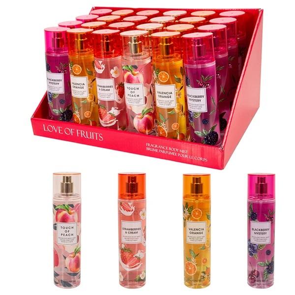 8oz Women's Body Mist Display [Love of Fruits] 4 Scents
