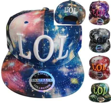 Snap Back Flat Bill Hat [LOL] Galaxy Print Hat image
