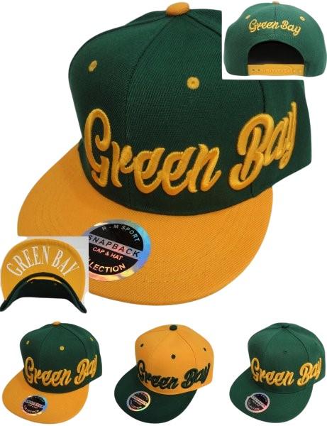 Snap Back Flat Bill Hat [Green Bay] Script image