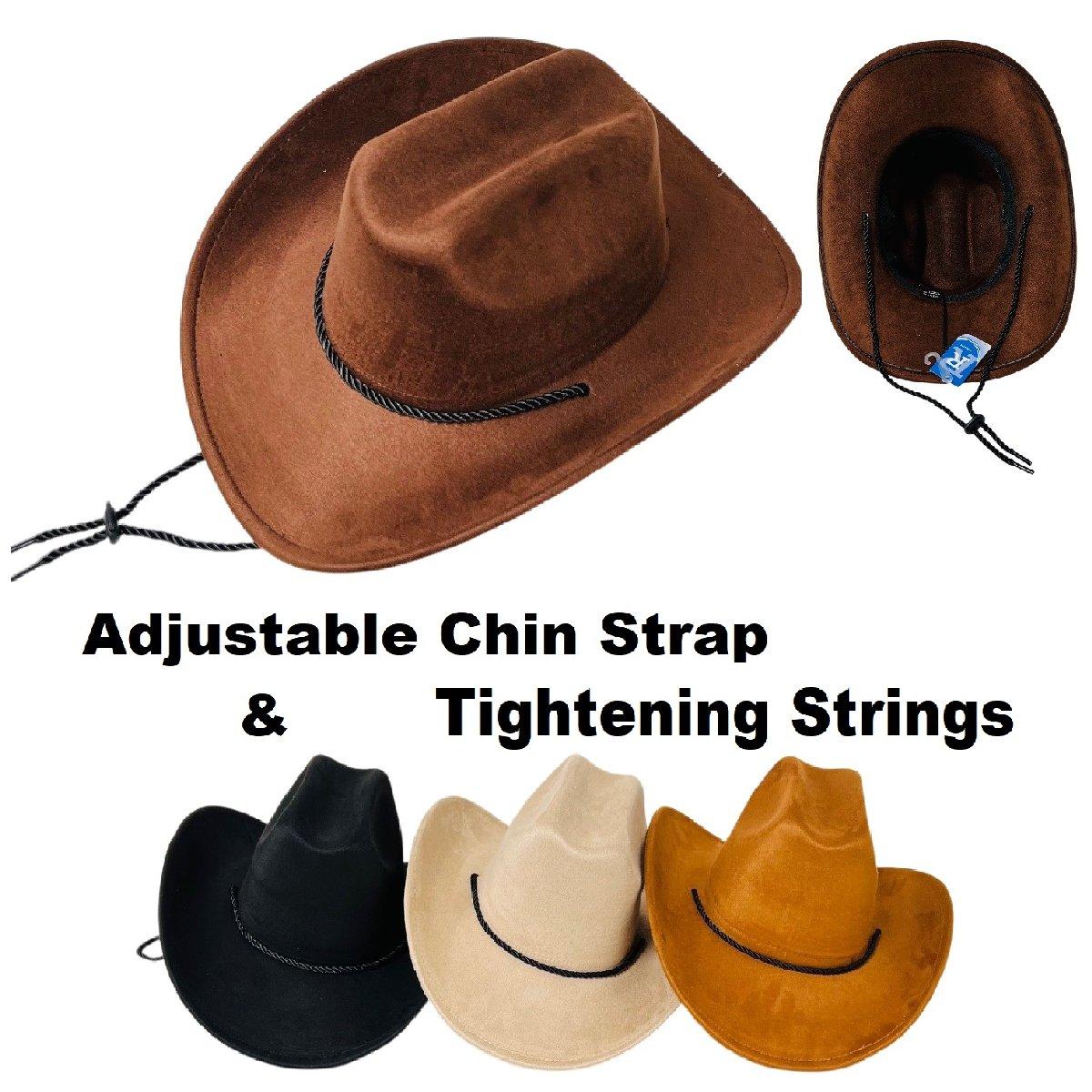 Brushed Faux Suede Cowboy Hat with Thin Rope Hat Band image