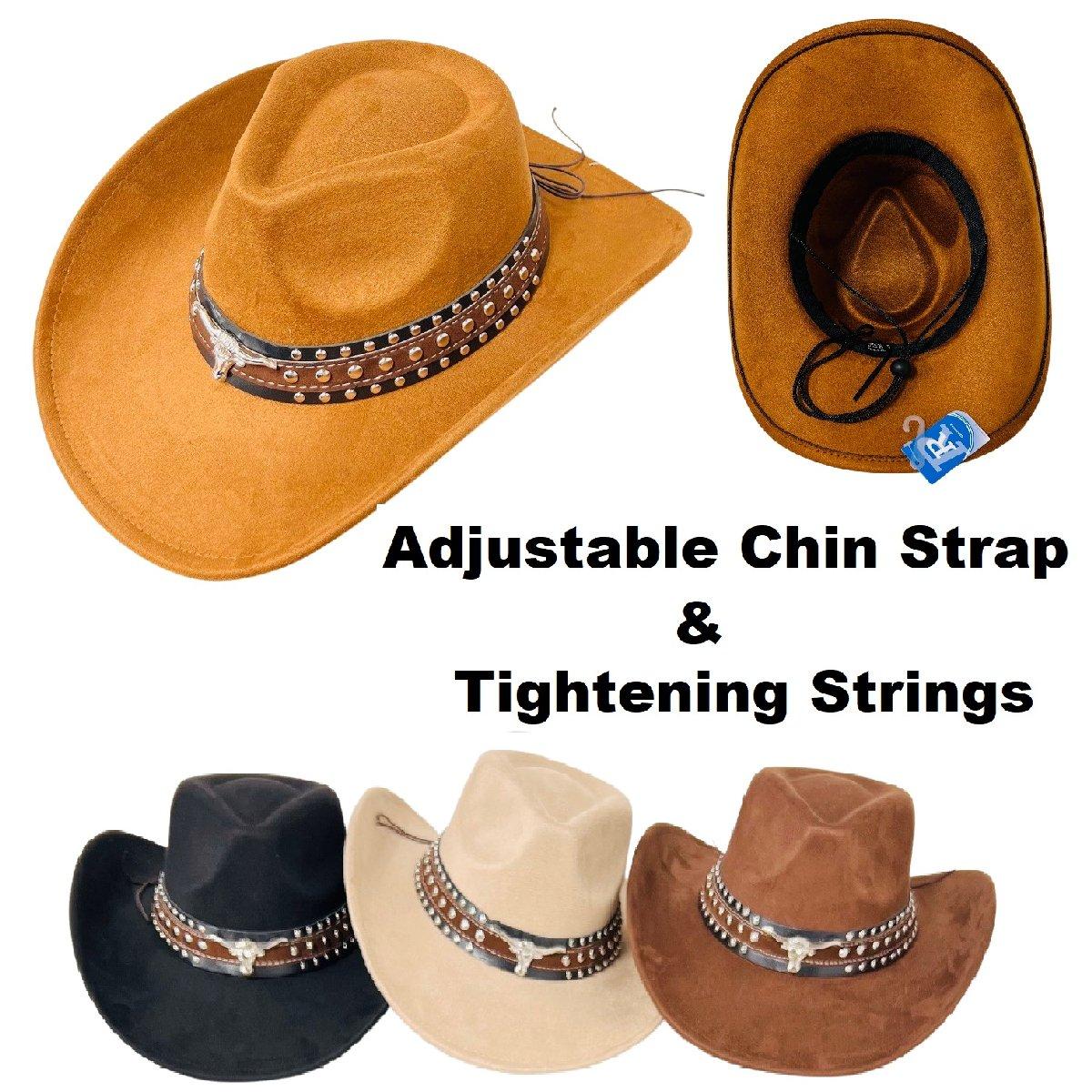 Brushed Faux Suede Cowboy Hat with Two-Tone Wide Studded Hat Band [Steer] image