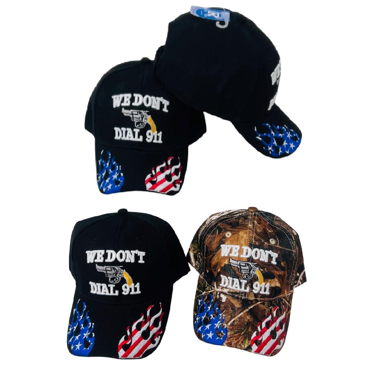 WE DON'T DIAL 911 Hat with Flag Flames image